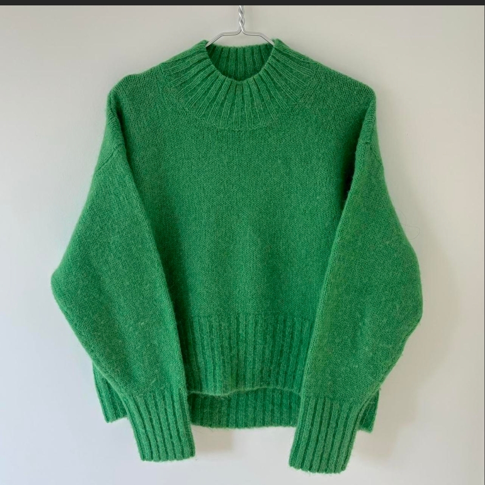 COS Green Cowl Neck Sweater with Cozy Wool Blend